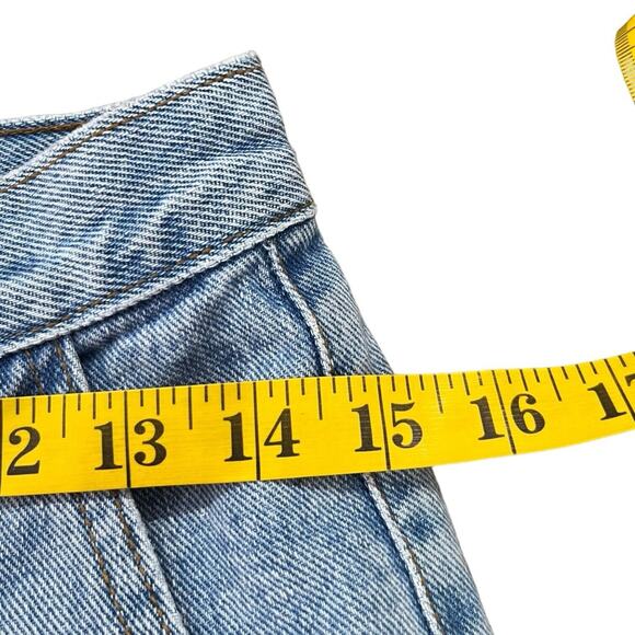 Guess Jean Shorts Womens 30 Blue Red Yellow Ribbon High Waist Y2K American VTG - Picture 11 of 11